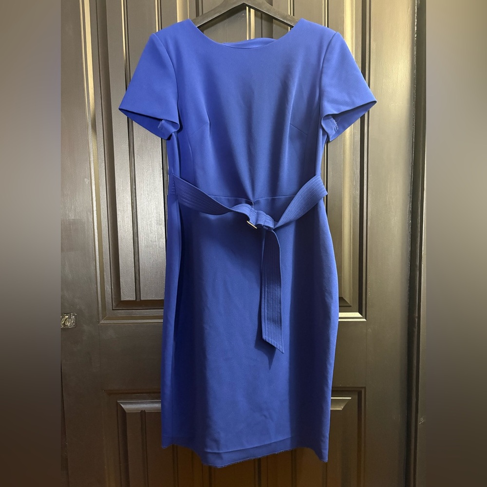 Calvin Klein Royal Blue Midi Dress with Tie Belt
